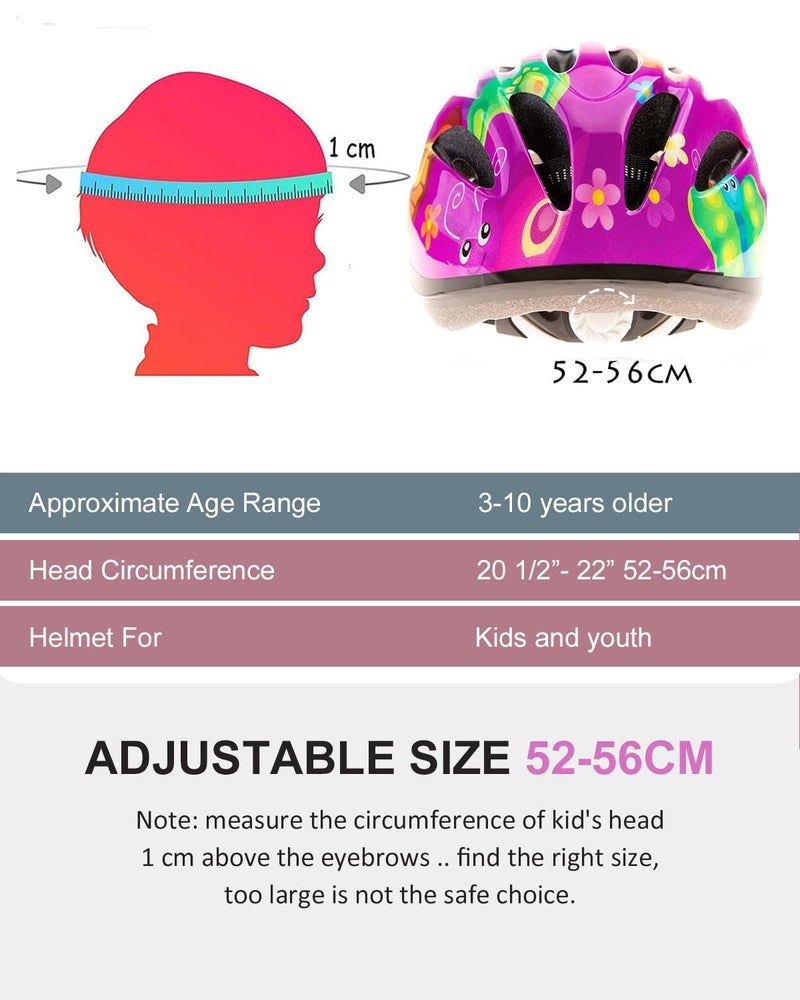 BeBeFun Girls Helmet and Knee Pads for Toddler Ages 3 to 10 Years Old Boys Girls Cycling Skating Scooter Helmet - Image 3